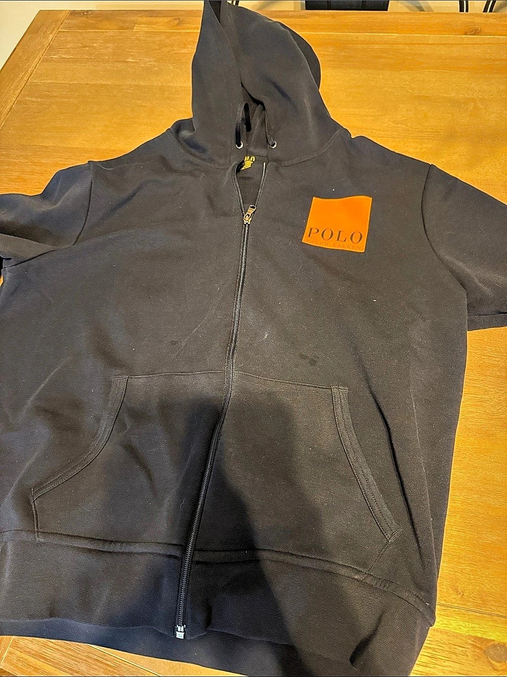 Polo Ralph Lauren Navy Blue & Orange Zip Hoodie Size Large